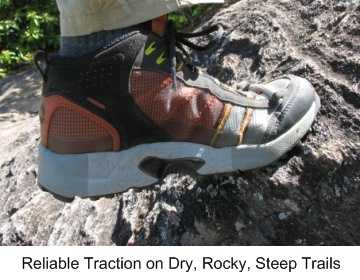 Good Traction on Dry, Rocky, Steep Trails