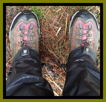 Rain pants over gaiters over boots