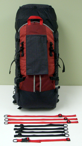 Front of pack and straps. 