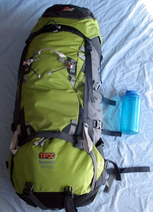 Front view of Lowe Alpine TFX Summit 65+15 backpack