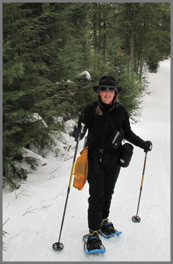 Wearing the wool Tilley during a snowshoe outing