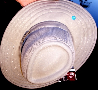 Water beading off the Tilley TM10 Hat