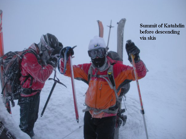 Summit of Katahdin before descending via skis