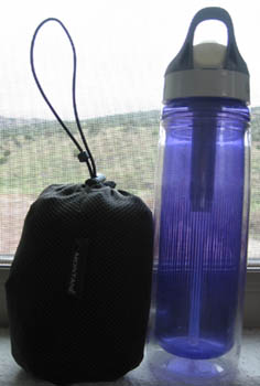 Stuff Sack next to Liter Water Bottle