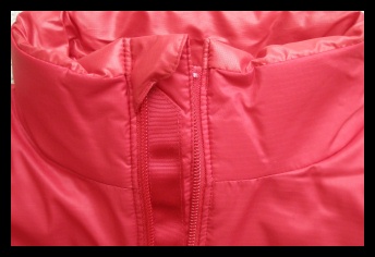 High collar with fold-over flap