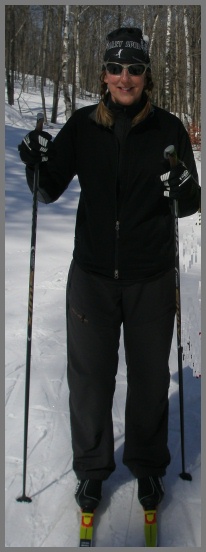 Spring skiing wearing the Hybrid Pants
