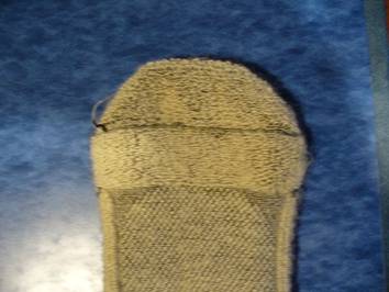 Toe portion of sock (inside out)