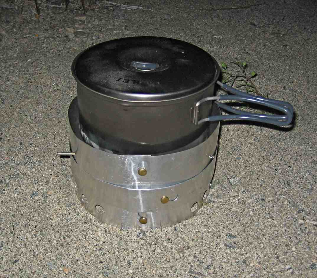 Stove set up with pot in place