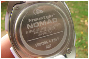 Back of Nomad watch.