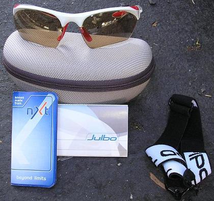 Julbo glasses, case and pamplets