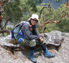 The author, wearing the glasses, above the Hawkesbury River