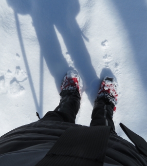 Hiking on new snow over crust layer