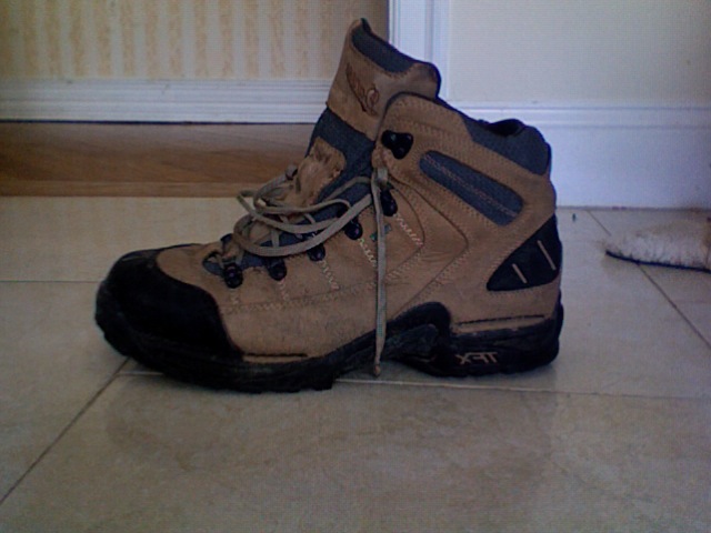 Boot after 150 miles (240 km) of hiking (parachute cord shown in place of stock laces)