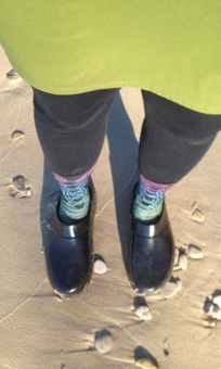 Wearing clogs afer getting into camp at Pictured Rocks