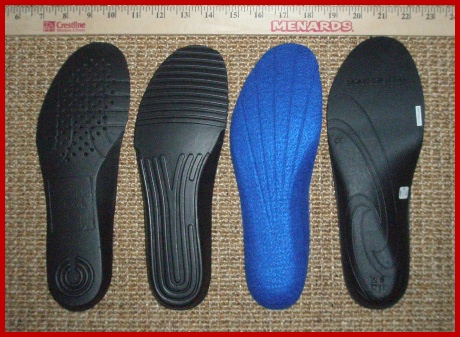 Three pairs of common insoles compared to the SOLE Footbeds