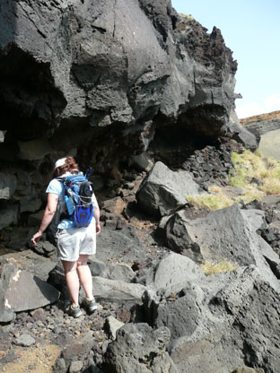 Navigating through the lava rock