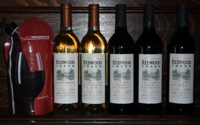 5 Bottles of Redwood Creek wine