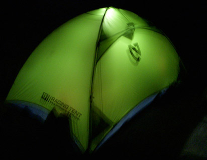 Glowing green tent