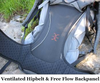 Ventilated Hipbelt and Free Flow Back Panel