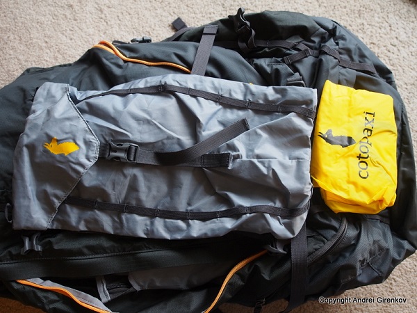 Included summit pack and rain cover