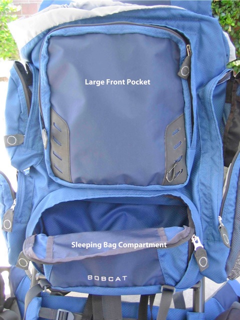 Front pocket, sleeping bag compartment