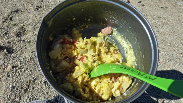Egg scramble cooked in pot