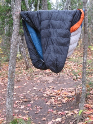 Bag hanging from line