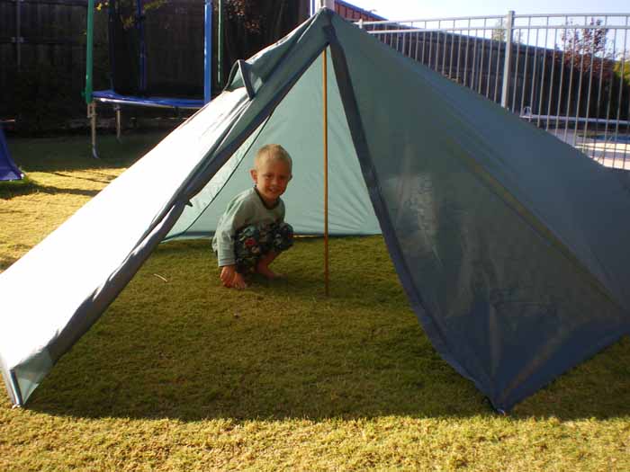 Son in tent