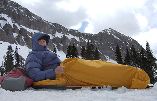Morning after a night spent sleeping under the stars in the Integral Designs Penguin Reflexion Bivy.