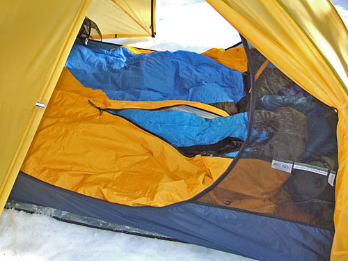 With two people in a double wall tent, I stayed warm while sleeping in a 20 F (-4 C) rated sleeping bag and the Penguin Bivy on a 16 F (-9 C) night.
