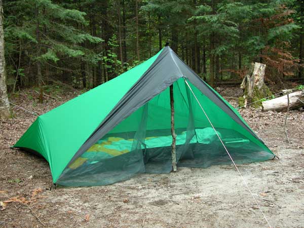 AGG Tarp Tent Supported by Tree Branch
