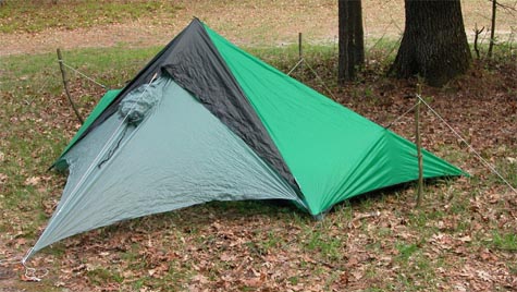 AGG Tarp Tent With Optional Poncho Villa Vestibule Installed