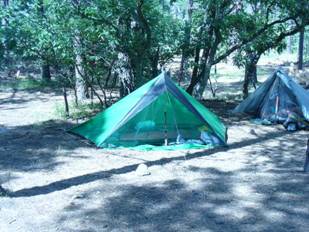 Front view of Tarptent on trail