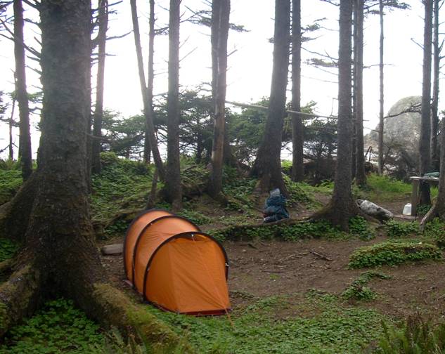 campsite on the coast