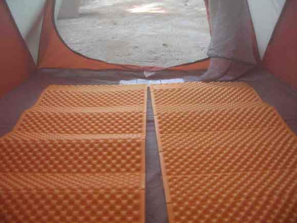 Two Twenty Inch Sleeping Pads Inside Tent