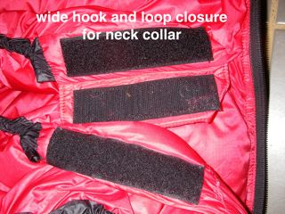 Hook and Loop closure on neck baffle