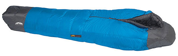 The GoLite Adrenaline 20 Sleeping Bag is insulated with 800 fill-power down, has a 1/2 length top zipper, and features panels of Pertex Endurance fabric at the head and foot to resist wetting from contact with wet tent walls. (photo from GoLite website)