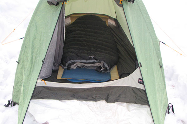 Sleeping in a tent