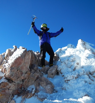 Author and BD Raven Pro on Mt. Shasta