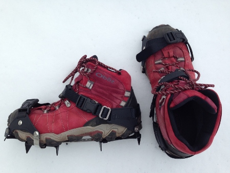 K-10 Crampons on my hiking boots