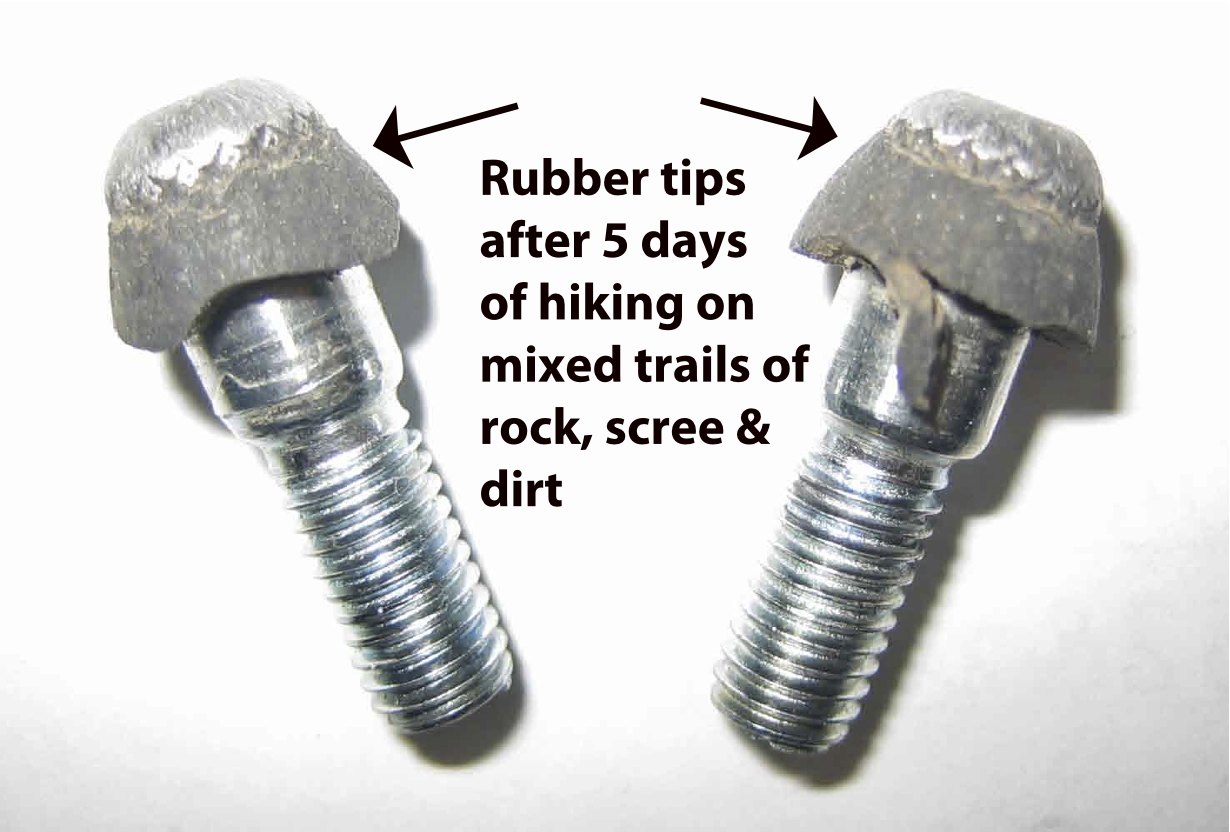Worn rubber tips