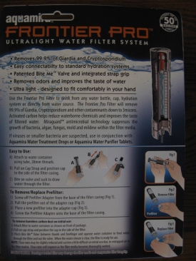 Aquamira Frontier Pro directions from package back