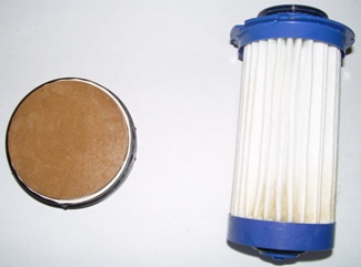 Ceramic and glassfiber filters after use